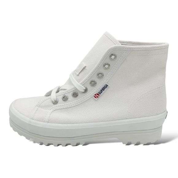 Superga Shoes - Sueprga 2341 Alpina Sneakers White Canvas High Top Lace Up Platform Lug Sole